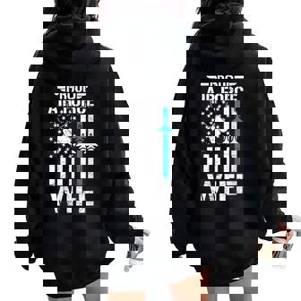 Proud US Air Force Wife USAF Veteran Flag American Women Oversized Hoodie Back Print | Mazezy