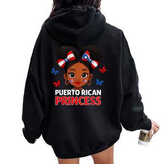 Puerto Rican Princess Hispanic Heritage Girl Puerto Rico Women Oversized Hoodie Back Print - Thegiftio UK