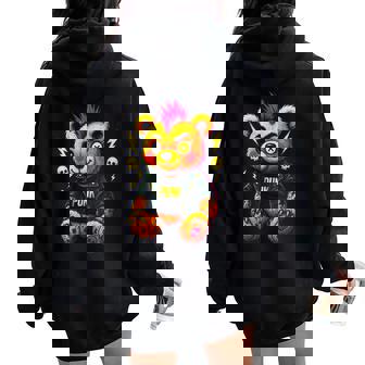 Punk Emo Bear Gothic Punk Skull Alternative Women Oversized Hoodie Back Print | Mazezy