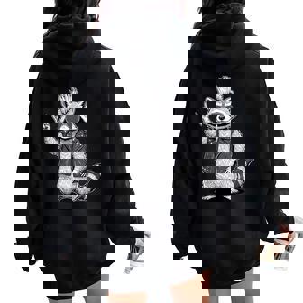 Punk Raccoon Rock And Roll Artwork Punk Rock Band Vibe Women Oversized Hoodie Back Print | Mazezy