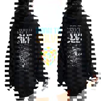 Puzzle Cube Speed Cubing Kids Boys Women Oversized Hoodie Back Print | Mazezy