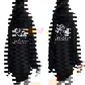 Puzzle Piece Love Tea Jigsaw Puzzle Women Oversized Hoodie Back Print | Mazezy