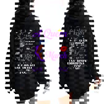A Queen Was Born In March Birthday Afro Woman High Heels Women Oversized Hoodie Back Print | Seseable CA
