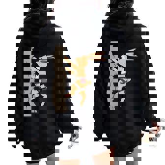 Rabbit On The Rocks Bouldering Animal Graphic For Women Oversized Hoodie Back Print | Mazezy