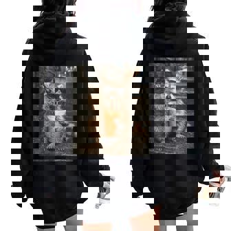 Raccoon Drinking Iced Coffee Meme Animal For Women Women Oversized Hoodie Back Print | Seseable FR