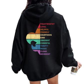 Rainbow Colorful Scouting Law Women Oversized Hoodie Back Print - Thegiftio UK