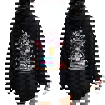 Read Books Be Kind Stay Weird Dragon Women Oversized Hoodie Back Print - Thegiftio