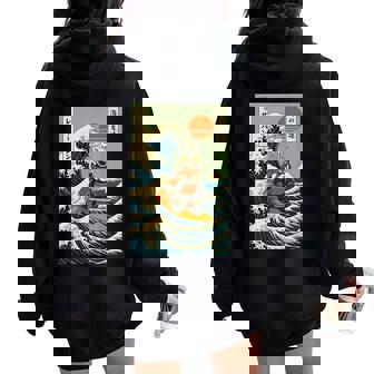 Red Panda Samurai Surfing Japanese Wave Women Oversized Hoodie Back Print | Seseable FR