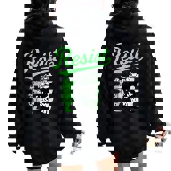 Resist Portland Frog Vs Pigs Political Satire Activism Women Oversized Hoodie Back Print | Mazezy