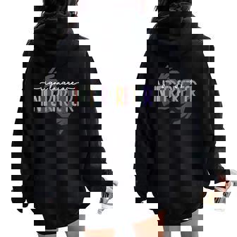 Retro Asl American Sign Language Interpreter Asl Teacher Women Oversized Hoodie Back Print | Mazezy