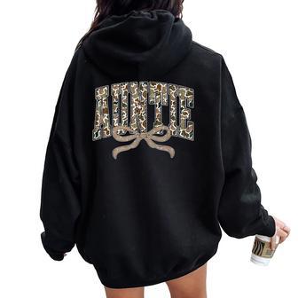 Retro Camo Auntie Coquette Bow Camouflage Auntie New Aunt Women Oversized Hoodie Back Print | Seseable CA