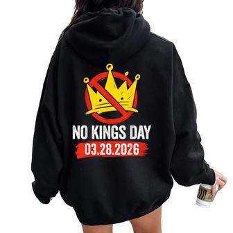 Retro No King March 28 2026 No King Women Women Oversized Hoodie Back Print | Seseable UK