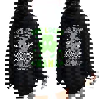 Retro One Lucky Mama St Patrick Day Mom Grandma Women Oversized Hoodie Back Print | Mazezy