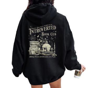 Retro Proud Anti Social Member Of Introverted Book Club Women Oversized Hoodie Back Print - Thegiftio UK