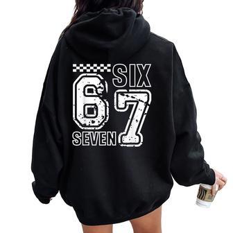 Retro Six Seven Numbers Clever Humor 6 7 Meme Womens Women Oversized Hoodie Back Print - Thegiftio UK