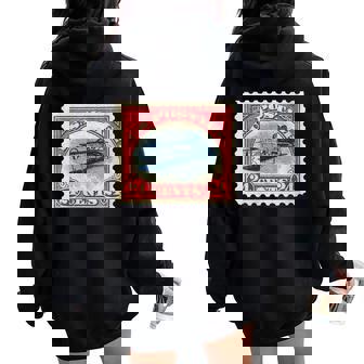 Retro Vintage 1900's Upside Down Jenny Postage Stamp Women Oversized Hoodie Back Print - Monsterry