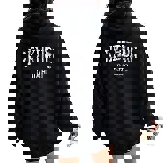Rexburg ID J05 Vintage Athletic Sports Women Oversized Hoodie Back Print | Mazezy