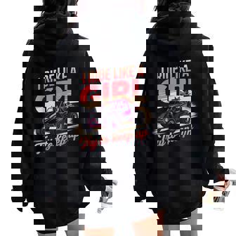 I Ride Like Girl Rail Racing Offroad Car Dune Buggy Women Oversized Hoodie Back Print | Mazezy