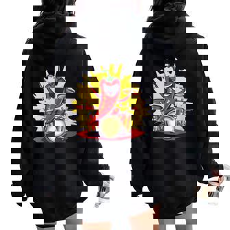 Rock Paprika With Cool Drums For Boys And Girls Women Oversized Hoodie Back Print | Mazezy