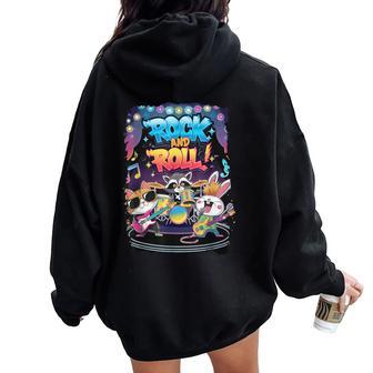 Rock And Roll Cute Animal Band Pour Enfants Et Mélomanes Sweat à capuche oversize pour femme avec imprimé dans le dos - Cadeauxyz
