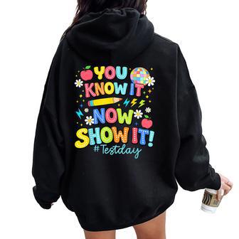 Rock The Test Test Day State Testing Teacher Staar Test Women Oversized Hoodie Back Print | Seseable UK