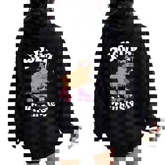 Rollin Capybara Roller Skating Women Oversized Hoodie Back Print | Mazezy