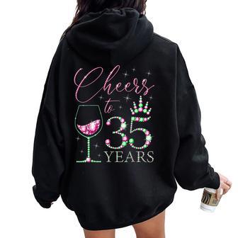 Saludos A Las Es De 35 Años Que Cumplen 35 Años Cumpleaños De Queens Women Oversized Hoodie Back Print - Regaloses