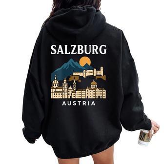 Salzburg Austria Retro Alpine Old Town Travel Austrian Music Women Oversized Hoodie Back Print | Mazezy