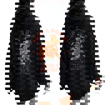 Save A Horse Ride A Cowboy Retro Vintage Women Oversized Hoodie Back Print - Thegiftio