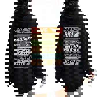 Save Rescue Recycle Plant Care Earth Day Women Oversized Hoodie Back Print | Seseable CA