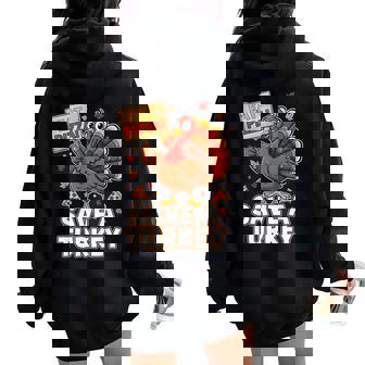 Save A Turkey Eat Pizza Thanksgiving Women Men Kids Women Oversized Hoodie Back Print | Mazezy