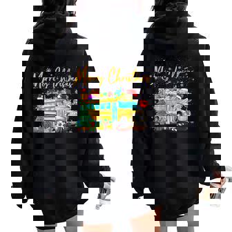 School Bus Driver Santa Hat Merry Christmas Tree Men Women Women Oversized Hoodie Back Print | Mazezy