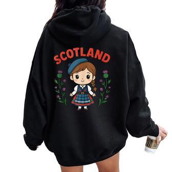 Scotland Folk Art Girl Cute Traditional Country Tank Top Women Oversized Hoodie Back Print | Mazezy