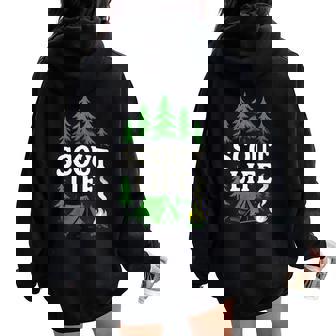 Scout Life Camping Forest Tent Adventure Women Oversized Hoodie Back Print | Mazezy