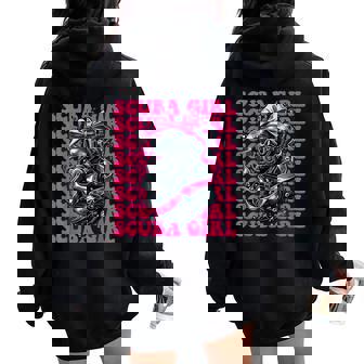 Scuba Girl Scuba Diving Scuba Diver Pink Coquette Bow Women Oversized Hoodie Back Print | Mazezy