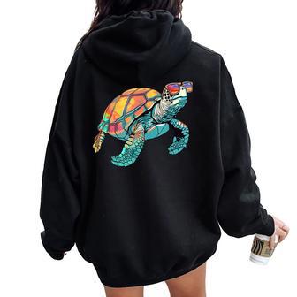 Sea Turtle Sunglasses Women Oversized Hoodie Back Print - Thegiftio UK