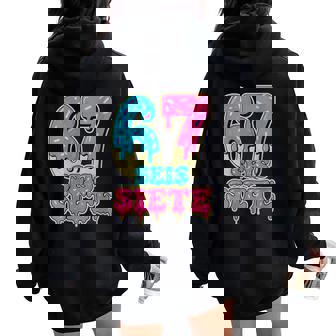 SEIS Siete Spanish 67 Six Seven Baseball Drip 67th Birthday Women Oversized Hoodie Back Print | Mazezy
