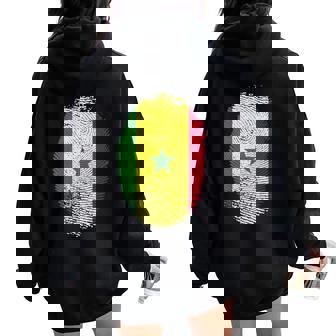 Senegal Flag Fingerprint Proud Senegalese Men Women Kids DNA Women Oversized Hoodie Back Print | Mazezy