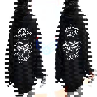 Senior Airman Retired Air Force Military Retirement Women Oversized Hoodie Back Print | Mazezy