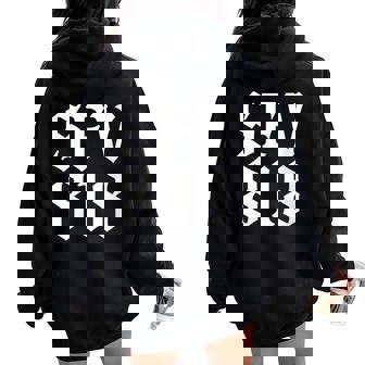 SFV 818 California Gothic Font San Fernando Valley Women Oversized Hoodie Back Print - Monsterry