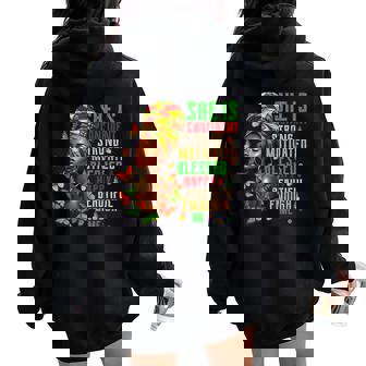 She Is Strong Educated Blessed Black History Girls Women Oversized Hoodie Back Print - Thegiftio