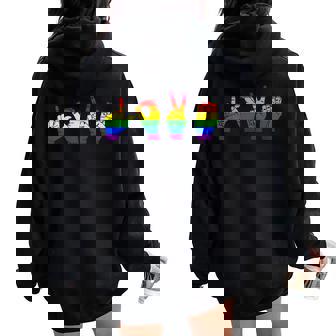 Sign Language Love LGBT Pride Month Rainbow Gay Lesbian Women Oversized Hoodie Back Print | Mazezy