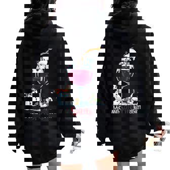 Snowman Wine Making Spirits Bright Christmas For Men Women Women Oversized Hoodie Back Print | Mazezy