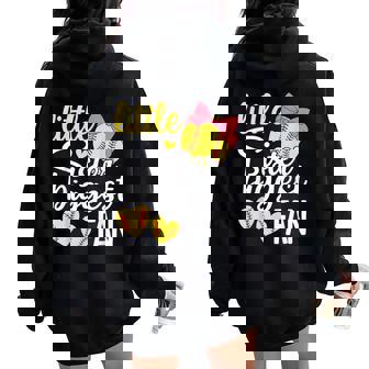 Softball Little Sister Biggest Fan Softball Sister Toddler Women Oversized Hoodie Back Print | Seseable FR