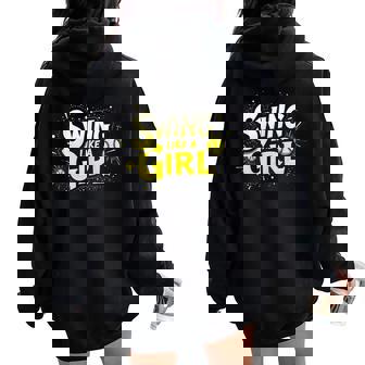 Softball Quote Swing Like A Girl Tank Top Women Oversized Hoodie Back Print | Mazezy