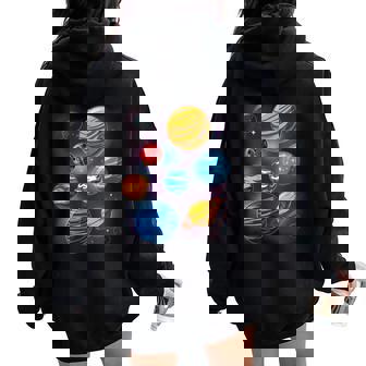 The Solar System Planets Outer Space Galaxy Space Traveler Women Oversized Hoodie Back Print | Mazezy