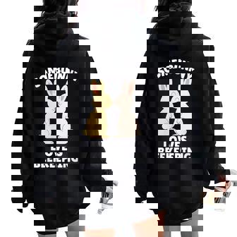 Somebunny Loves Beekeeping Easter Bunny Beekeeper Apiarist Women Oversized Hoodie Back Print | Mazezy