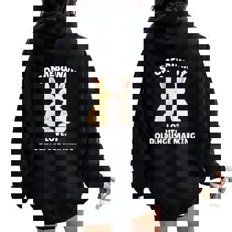 Somebunny Loves Dollhouse Making Cute Easter Bunny Maker Women Oversized Hoodie Back Print | Mazezy