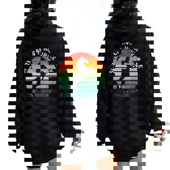 Sorry Can't Horses Bye Horse Riding Retro Sunset Women Oversized Hoodie Back Print | Mazezy