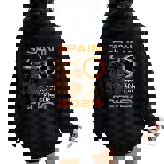 Spain 2026 Eclipse Cool Bull Solar Totality Men Women Kids Women Oversized Hoodie Back Print | Mazezy